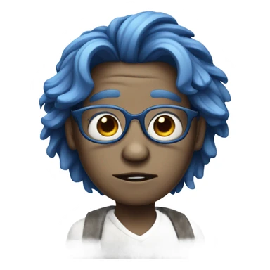 sadness Inside Out with glasses blue skin and hair  sticker