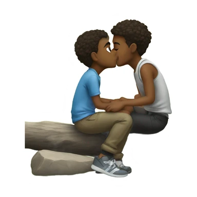 cute boys outdoors kissing sticker