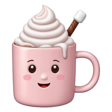 Light Pink mug of hot chocolate with marshmallows  sticker