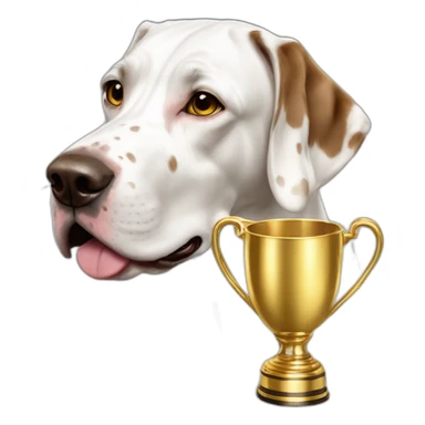 English pointer Emma with golden champion cup sticker