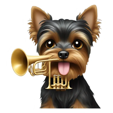 Black Yorkie playing the trumpet  sticker