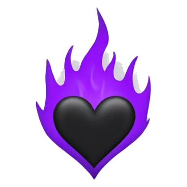 Black heart purple flame sticker