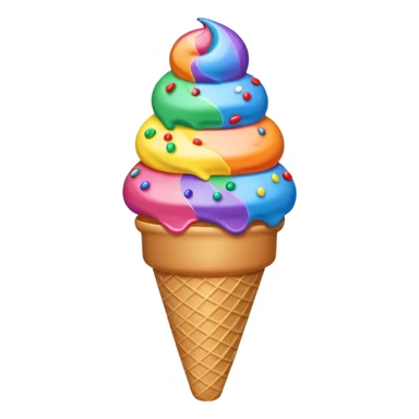 ice cream cone with rainbow swirl scoop and sprinkles sticker