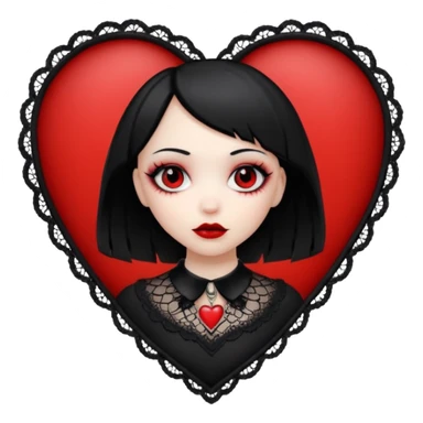 goth themed heart with a black lace collar sticker