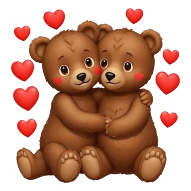 girl bear and boy bear hugging, surrounded by hearts, playful and loving sticker