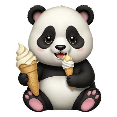 Panda eating ice cream sticker
