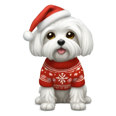 Maltese dog in Christmas sweater  sticker