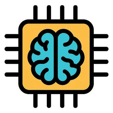 AI brain chip as a simple icon, geometric, futuristic sticker