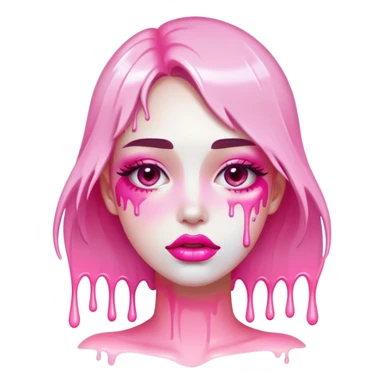 White paint dripping from pink ombre glossy lips sticker