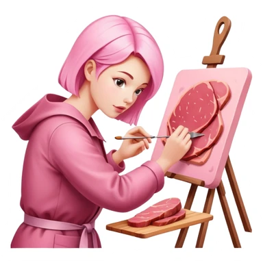 pink artist painting a SPAM meat abstract landscape  sticker
