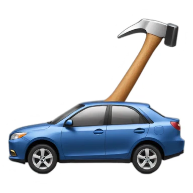 Hammer hitting a car sticker