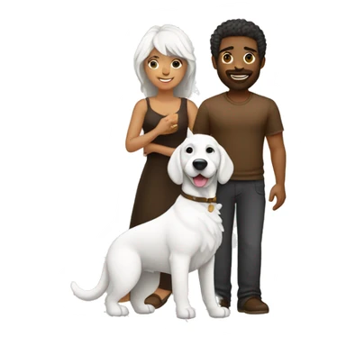 mulher branca e loira, homem branco de cabelo preto e cachorra marrom sticker