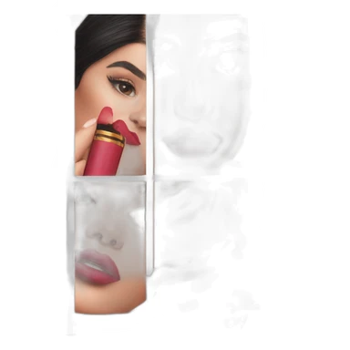 Kylie Jenner holding her lipstick lips sticker