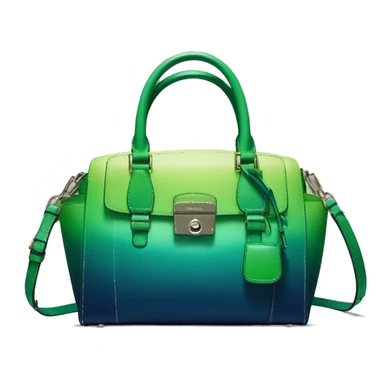 Hyper-realistic lime green to dark teal blue ombre Michael Kors satchel handbag purse with no strap. sticker