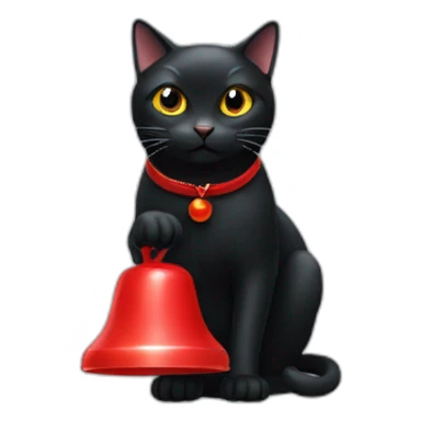 Black cat with red bell sticker