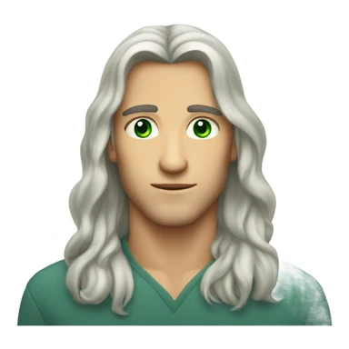 Gemini handsome man with clear face green eyes and long hair sticker
