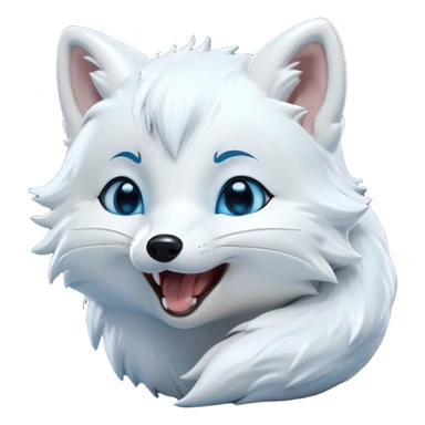 Cinematic Cute Yawning Arctic Fox Portrait Emoji, Head tilted slightly with a dramatic, wide-open yawn, showcasing a soft, downy white Fur with subtle icy blue accents and gently drooping ears, round eyes barely open in drowsy contentment, Simplified yet irresistibly adorable features, highly detailed, glowing with a soft, cozy glow, high shine, relaxed yet expressive, stylized with a touch of arctic whimsy, bright and endearing, soft glowing outline, capturing the essence of a sleepy yet affectionate arctic fox, so drowsy it feels like it could stretch out of the screen and curl up for a nap! sticker