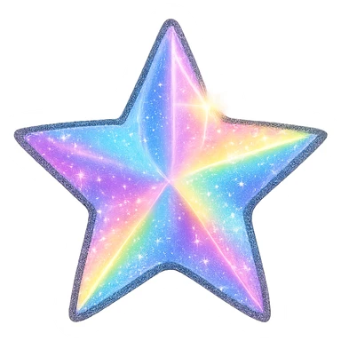 tiny star with a holographic rainbow, glamorous and stylish, no background sticker