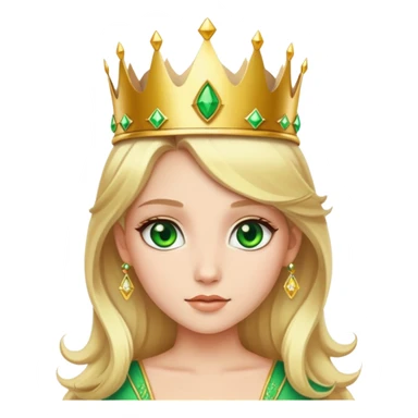 beautiful princess with blonde hair and striking green eyes wearing a crown sticker