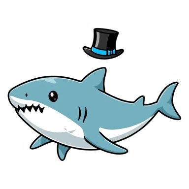 shark wearing a top hat sticker