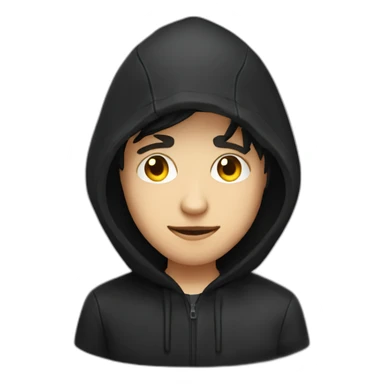 Young white developer with a black hood behind his computer sticker