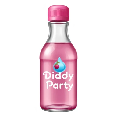 realistic baby oil style bottle pink cap pink logo clear bottle with berry logo with diddy party written and a berry on top bottle sticker