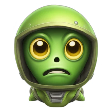 Annoying green alien with large yellow eyes, no nose, a small mouth with two teeth and a tiny antenna on his stupid little helmet sticker