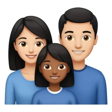 Couple of married man and woman with one kid teenager on the middle with black hair sticker