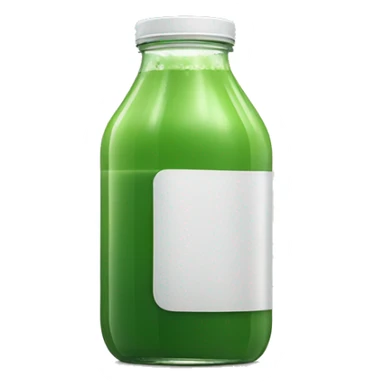 aesthetic green juice in clear drink bottle with white screw lid realistic soft textures sticker