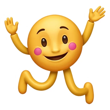 A cute 3D emoji of the English letter 'A' with cartoon arms and legs, dancing happily. Vibrant colors, expressive eyes, smiley face, high quality, white background, sticker style, glossy finish. sticker