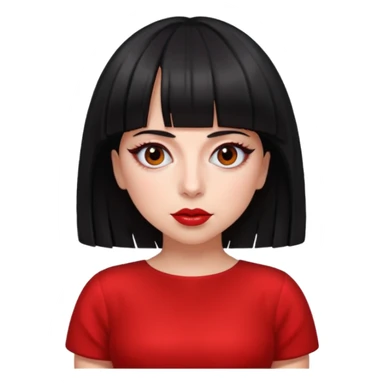 Create lady gaga with a red dress and black short hair with bangs sticker