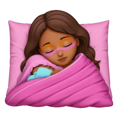 chica morena durmiendo con manta rosa sticker