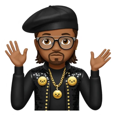 Apl.de.ap from Black Eyed Peas with dark brown hair, black sequin outfit  sticker