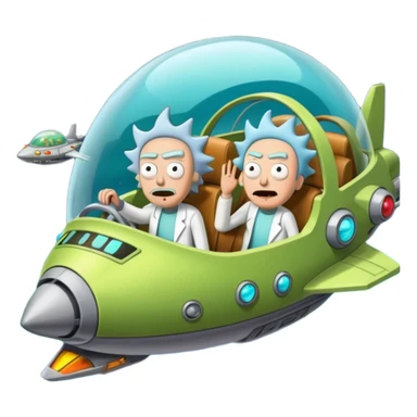 Hot rod Rick and Morty flying in a spaceship to the citadel of Ricks  sticker
