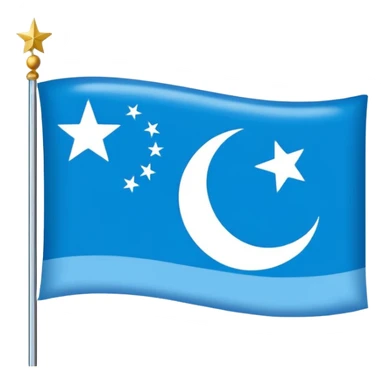 East Turkistan flag emoji-style, bright sky-blue rectangle, white crescent and star in top-left corner, flat, simple, no flagpole, tiny icon.”

 sticker