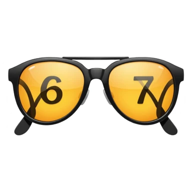 Sunglasses with the number 67 on them sticker