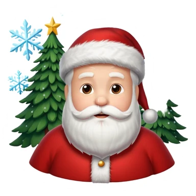 Santa Claus and a Christmas tree, with snowflakes in the background sticker