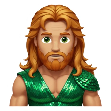 Hercules, God of Heroes from Gods and Goddesses with long reddish blonde hair, bronze and green sequin outfit sticker