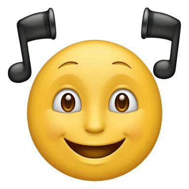 un emoji qui écoute de la musique  avec un léger sourire sticker