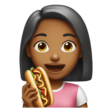 Girl eating hotdog  sticker