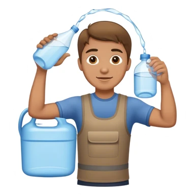 Light brown haired man delivering large water jug on  sticker
