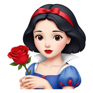 Snow White princess holding a red rose sticker