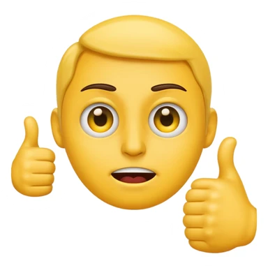 Emoji face stressed out with one eye quivering and a thumbs up sticking out sticker
