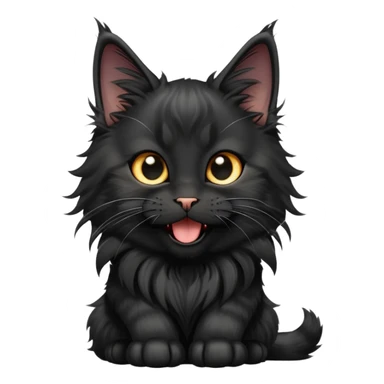 cinematic-yawning black-maine-coon-kitten-portrait-emoji,-head-tilted-playfully-and-inquisitively,-sleek--black-fur,-simplified-yet-adorable-features,-highly-detailed,-glowing-with-a-warm,-friendly-glow  sticker