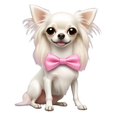 Long haired white chihuahua with a pink bow in her hair sticker