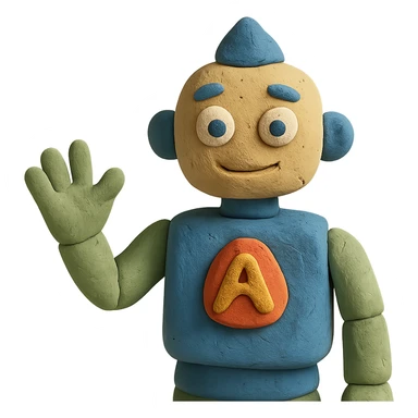 claymation style AI agent with plasticine look and visible fingerprints sticker