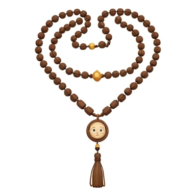 monk necklace object icon, wooden prayer beads with simple pendant, spiritual minimal design, natural wood texture, subtle sacred aura, 3D cartoon style, mobile game icon style, centered, clean background, no text, no watermark
 sticker
