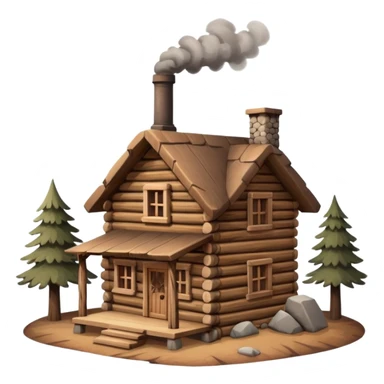  wooden house made of logs in the mountains sticker