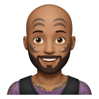 bald bearded man with face tattoo sticker