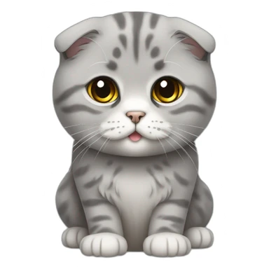 Scottish Fold Cat long hair all grey sticker